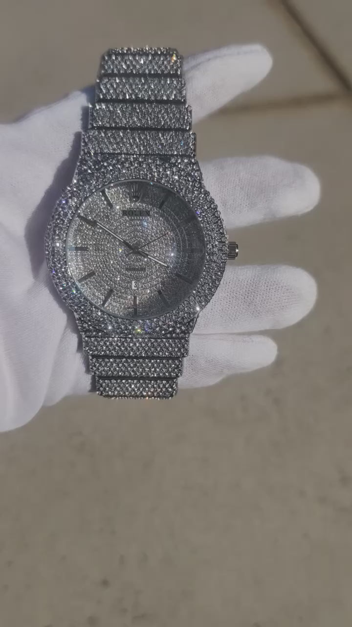 Iced out (moissanite) silver Rolex